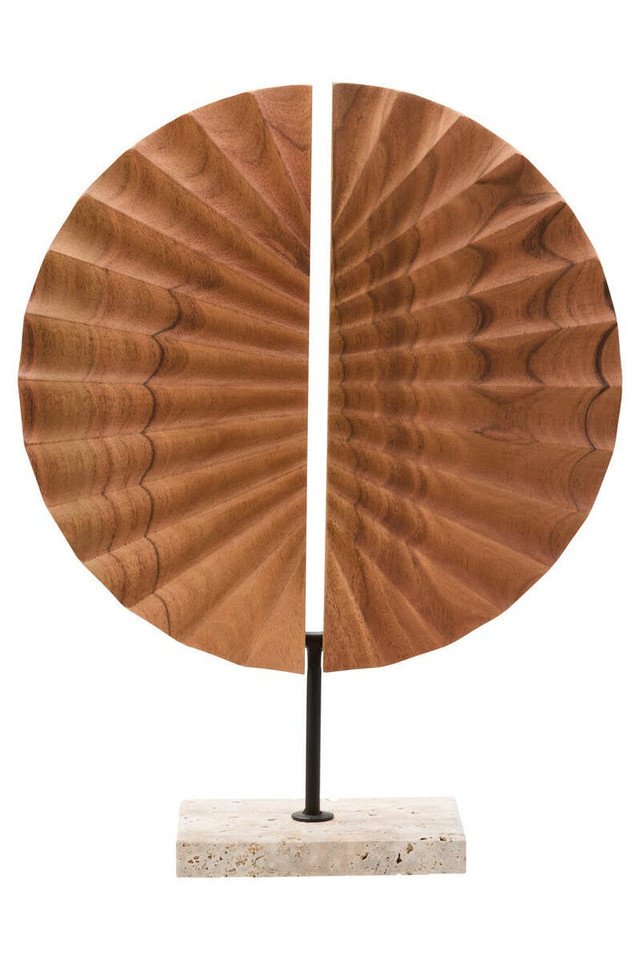 Esto Wood Sculpture with Travertine Base Esto Wood Sculpture with Travertine Base