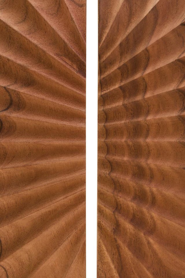 Esto Wood Sculpture with Travertine Base Esto Wood Sculpture with Travertine Base