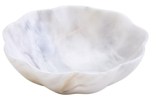 Bucci White Marble Scalloped Bowl Bucci White Marble Scalloped Bowl