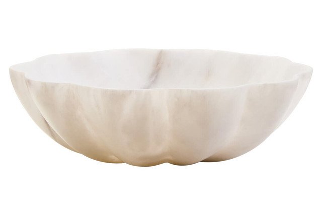 Bucci White Marble Scalloped Bowl Bucci White Marble Scalloped Bowl