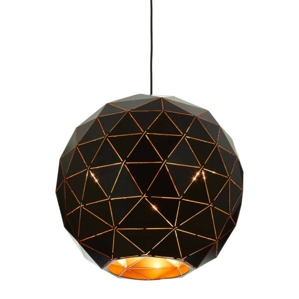 Eynsford Medium Black And Copper Pendant Light - Image 3