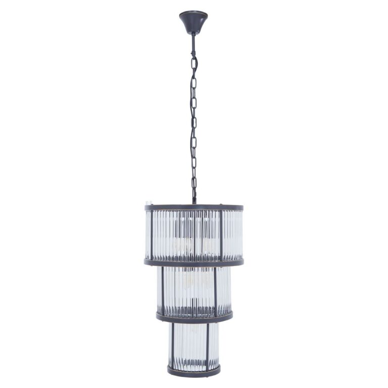 Tarte 3 Tier Black Finish Glass Chandelier