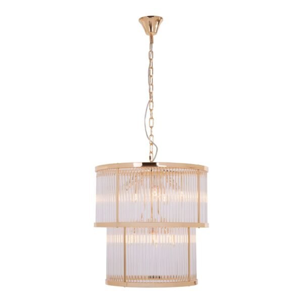 Tarte 2 Tier Gold Finish Glass Chandelier - Image 2