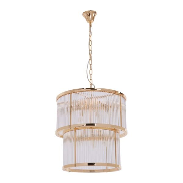 Tarte 2 Tier Gold Finish Glass Chandelier - Image 3