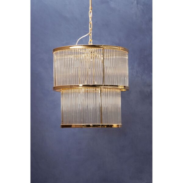 Tarte 2 Tier Gold Finish Glass Chandelier - Image 8