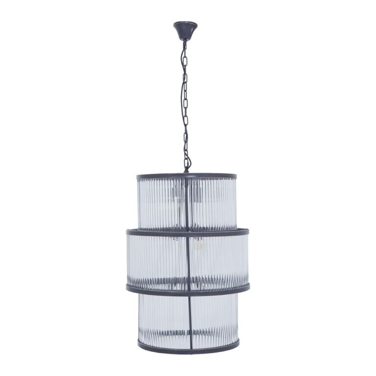 Tarte Black Finish 3 Tiered Glass Chandelier