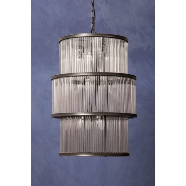 Tarte Black Finish 3 Tiered Glass Chandelier - Image 9