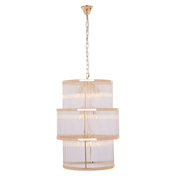 Tarte 3 Tier Gold Finish Glass Chandelier - Image 2