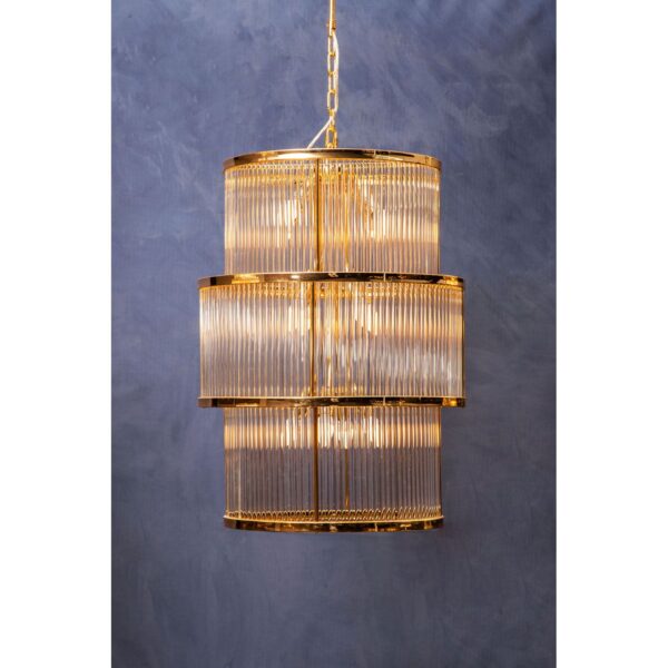 Tarte 3 Tier Gold Finish Glass Chandelier - Image 6