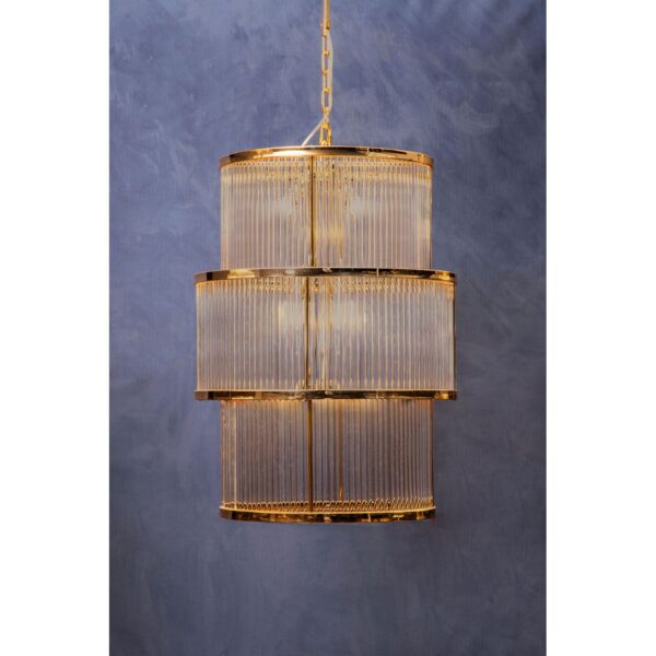 Tarte 3 Tier Gold Finish Glass Chandelier - Image 7