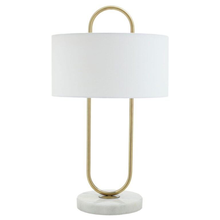 Oilan White Fabric Shade Table Lamp