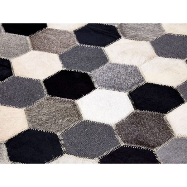 Affril Small Black/White/Grey Patchwork Rug - Image 3