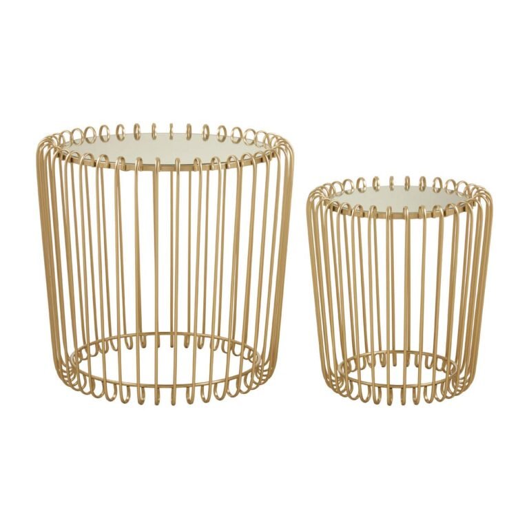 Avery Set Of Two Champagne Wireframe Side Tables
