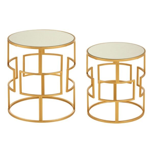 Avery Set Of 2 Gold Metal/Round Side Tables - Image 2