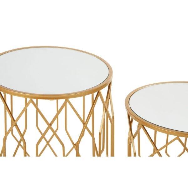 Avery Set Of 2 Gold Frame Round Side Tables - Image 3