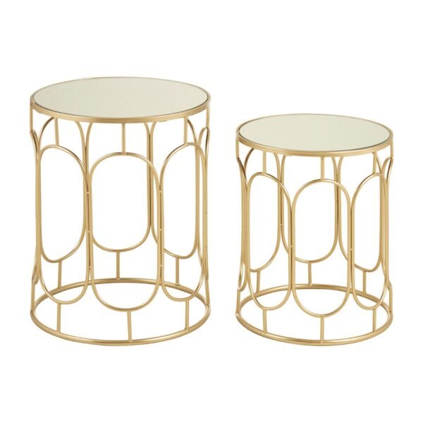 Avery Set Of 2 Champagne Metal Side Tables - Image 2