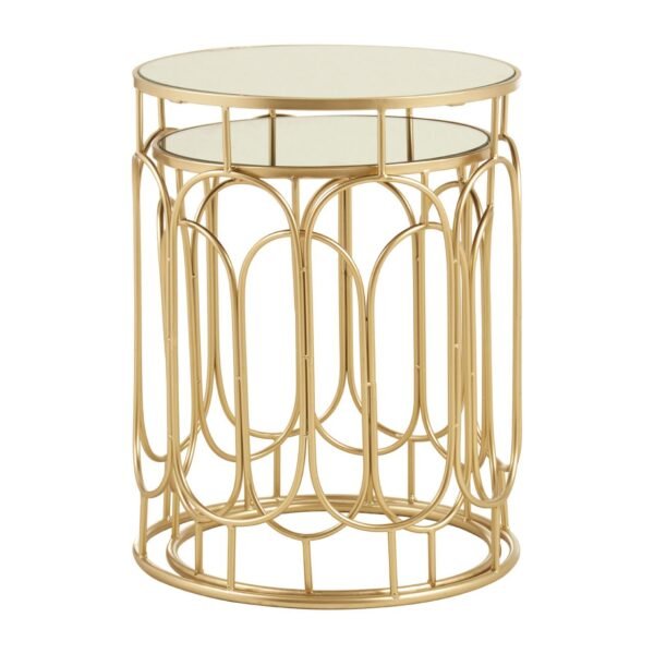 Avery Set Of 2 Champagne Metal Side Tables - Image 3