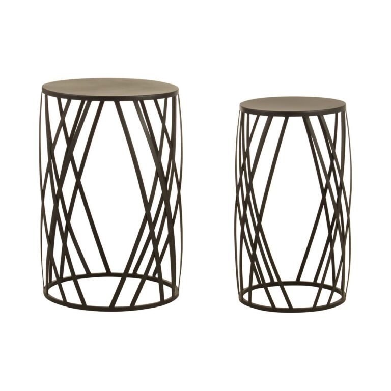 Avery Set Of 2 Black Metal Round Side Tables