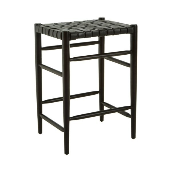 Stirling Black Woven Leather Bar Stool