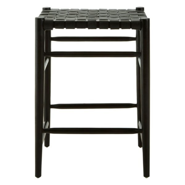 Stirling Black Woven Leather Bar Stool - Image 2