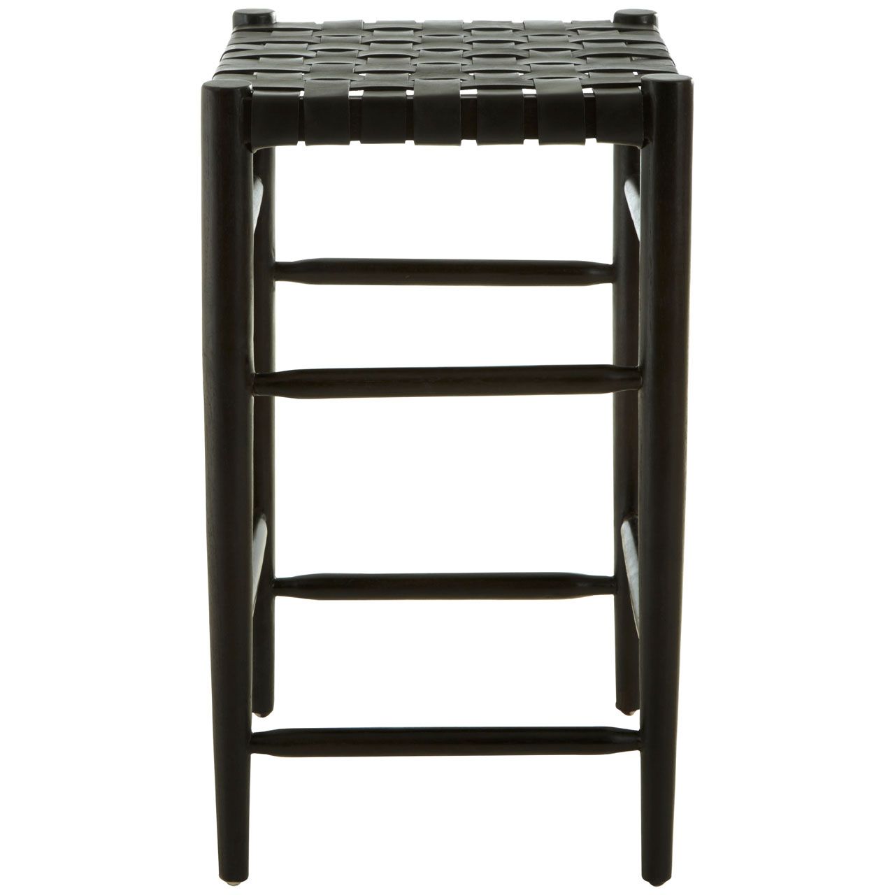 woven black leather counter stool