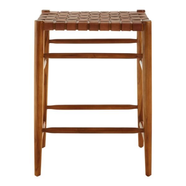 Stirling Brown Woven Leather Bar Stool - Image 2