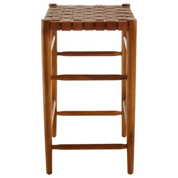 Stirling Brown Woven Leather Bar Stool - Image 3