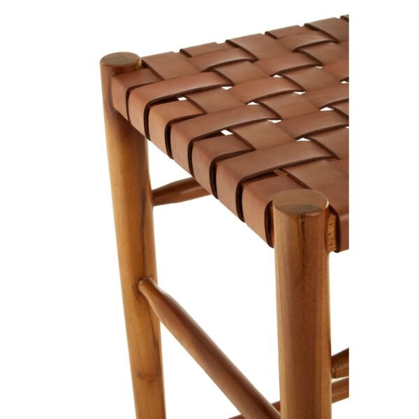 Stirling Brown Woven Leather Bar Stool - Image 5