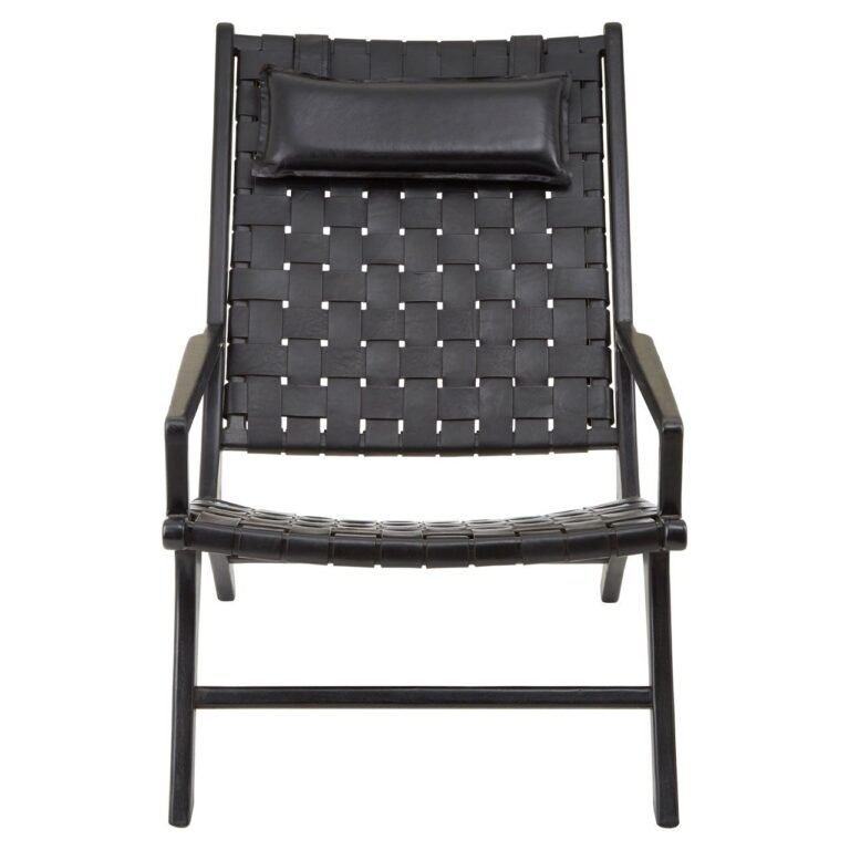 Stirling Black Leather Woven Chair