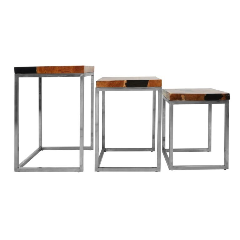 Oirak Set Of 3 Teak Wood Nesting Tables
