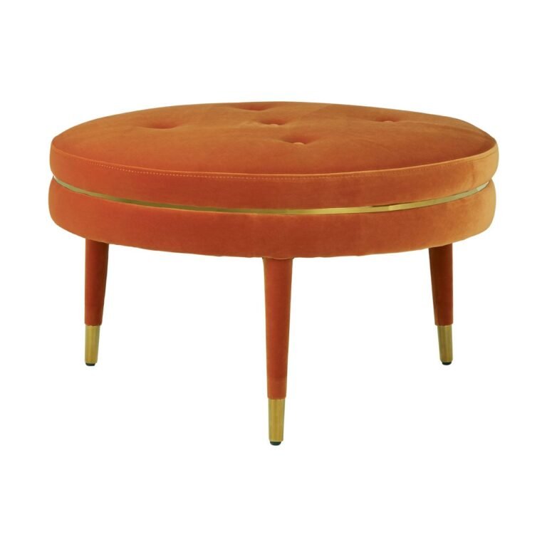 Marston Orange Velvet Footstool