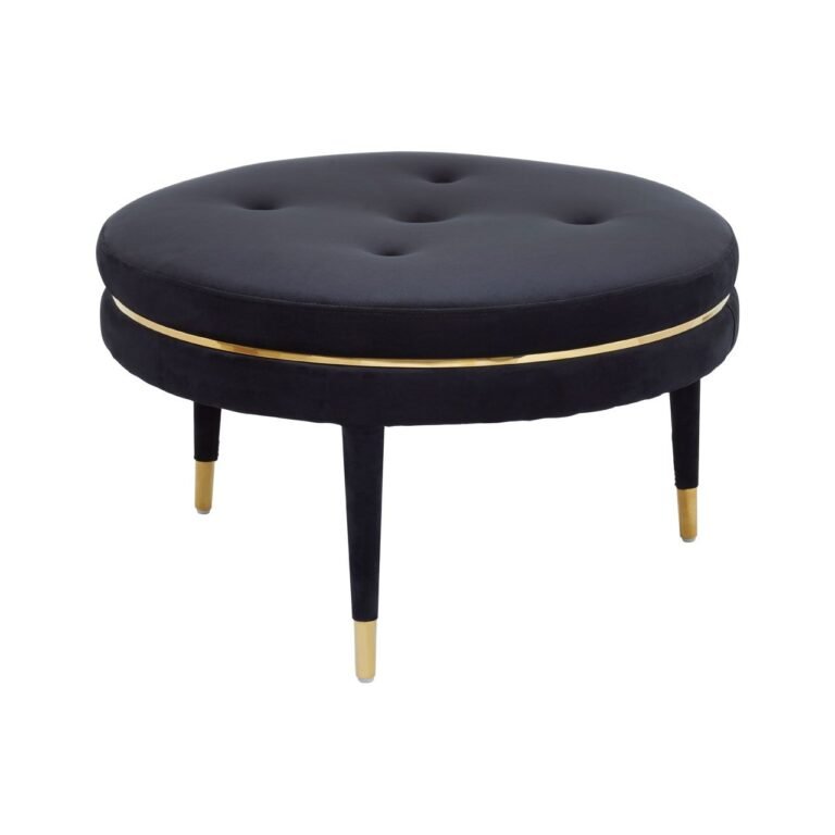 Marston Black Velvet Footstool