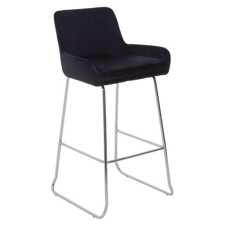 Miele Black Velvet Bar Chair With Low Arms
