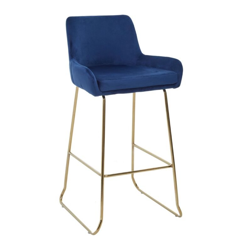 Miele Blue Velvet Bar Chair With Low Arms