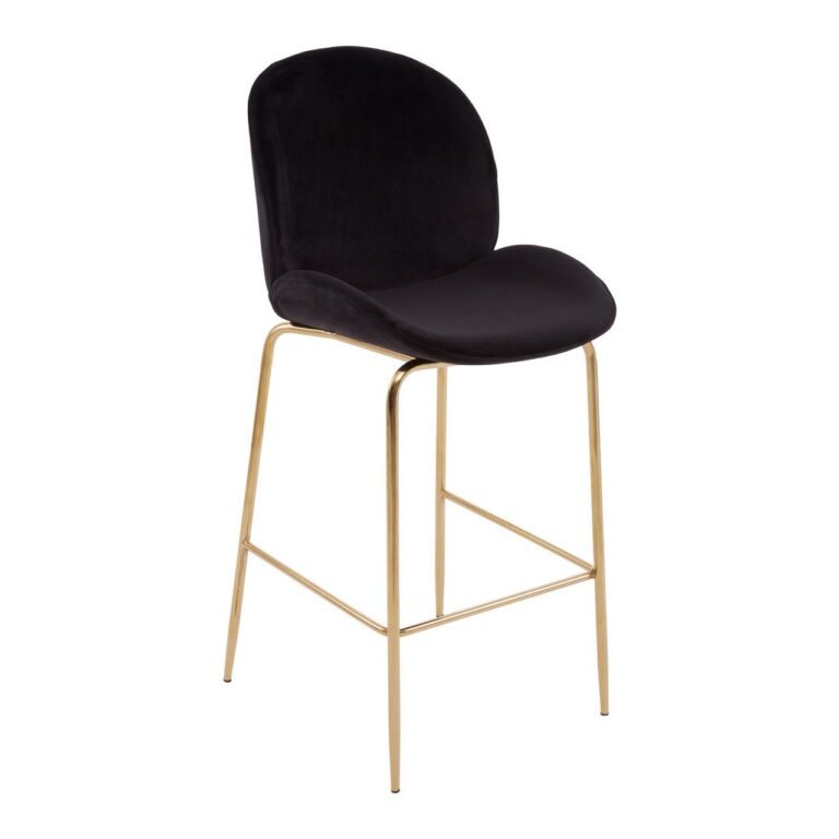 Miele Black Velvet Gold Finish Bar Chair