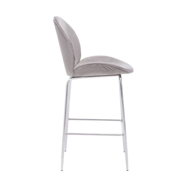 Tamzin Mink Velvet Chrome Finish Bar Chair - DINING ROOM, Benches, Bar ...