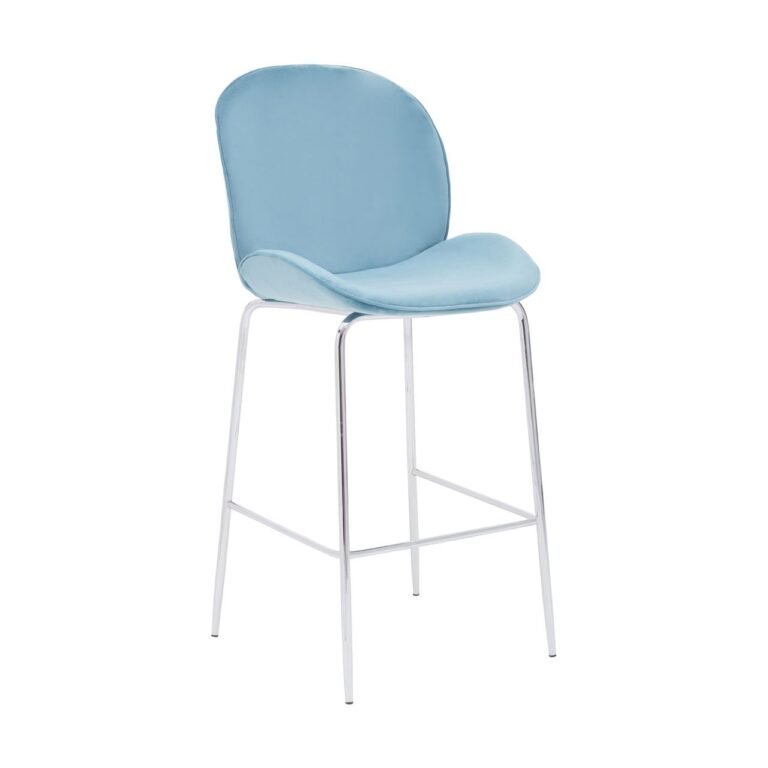 Miele Blue Velvet Chrome Finish Bar Chair