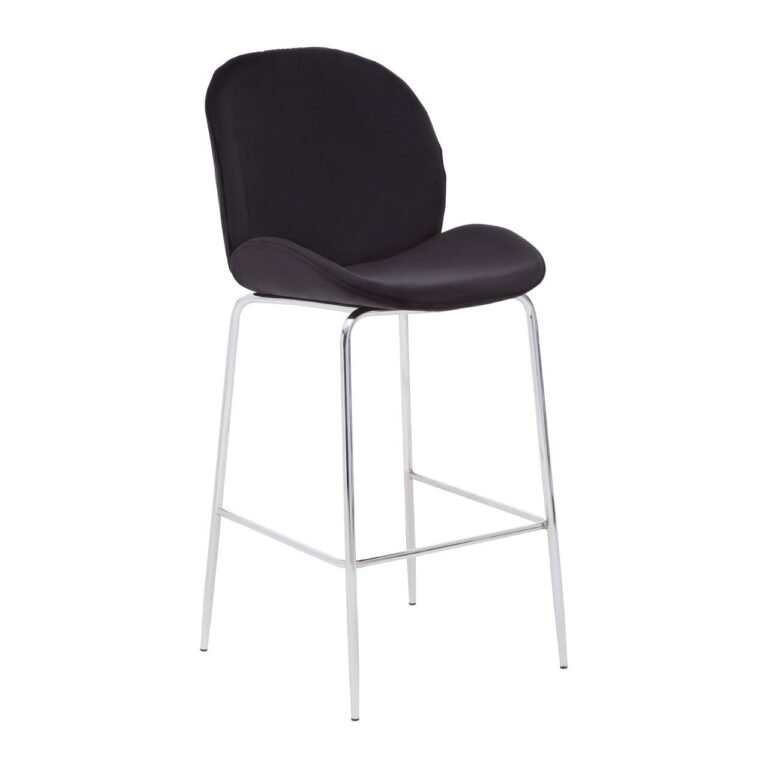 Miele Black Velvet Chrome Finish Bar Chair