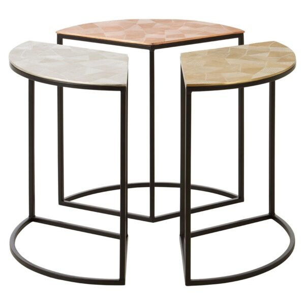 Farnley Set Of 3 Assorted Round Side Tables - Image 3