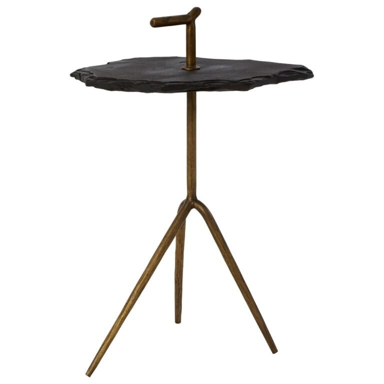 Hamy Black Stone Top Side Table