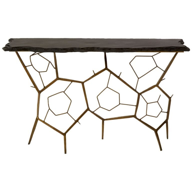 Hamy Black Stone Top Console Table