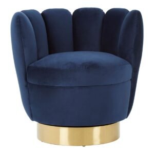 Aullie Dark Blue Velvet Chair