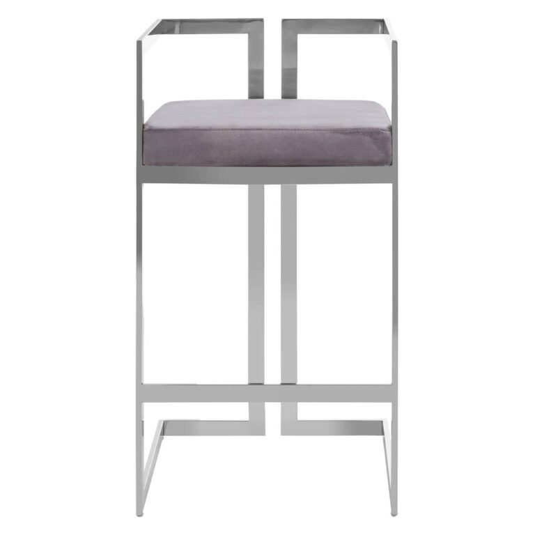 Hamil Grey Velvet Bar Stool