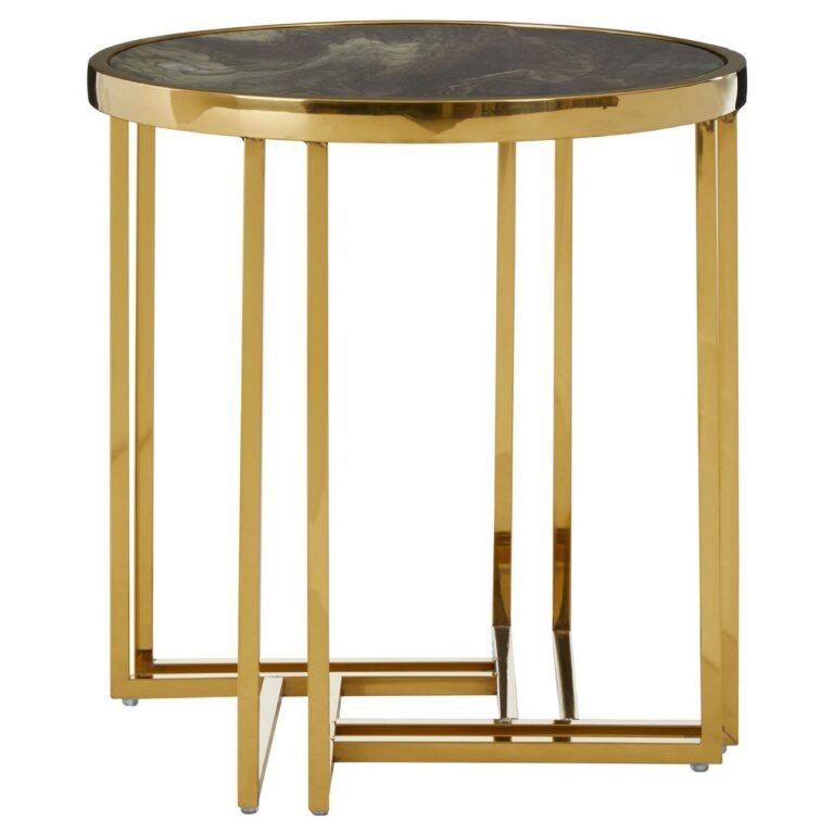 Mills Round Side Table With Marble Effect Top