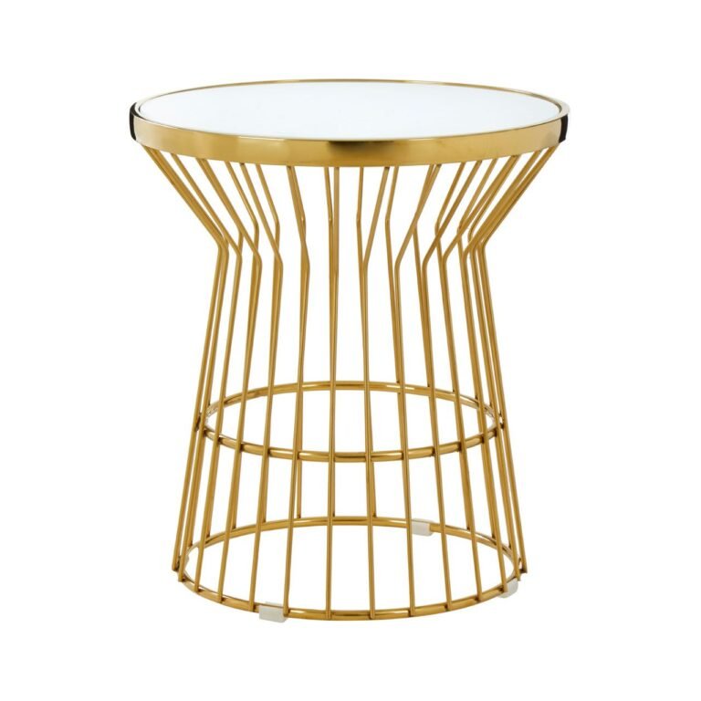 Mills Gold Finish Corset Base Side Table