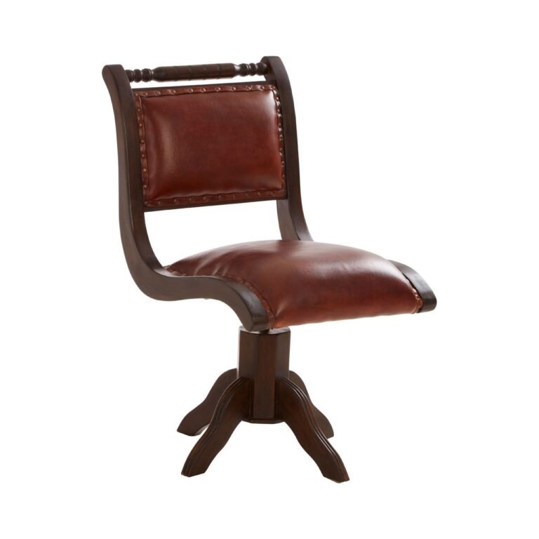Harrington Teak And Brown Swivel Chair