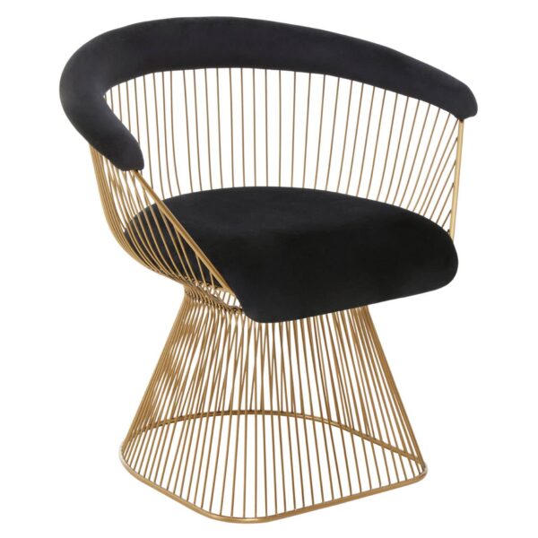 Nani Black Velvet And Brushed Gold Chair - Image 2