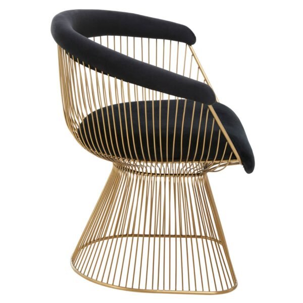 Nani Black Velvet And Brushed Gold Chair - Image 3