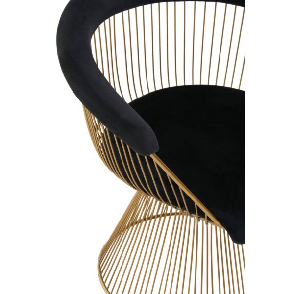 Nani Black Velvet And Brushed Gold Chair - Image 7