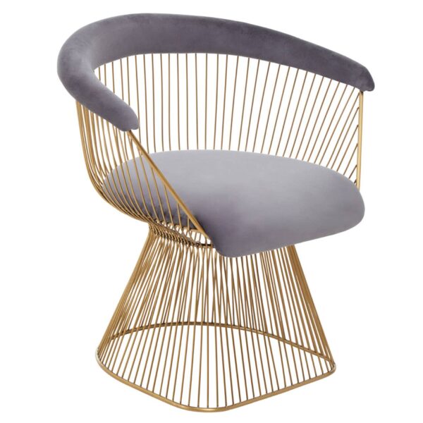 Nani Grey Velvet And Brushed Gold Chair - Image 2